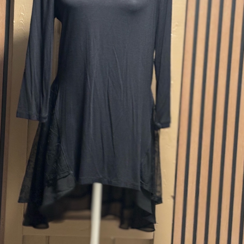LOGO by Lori Goldstein Black Tunic Top
